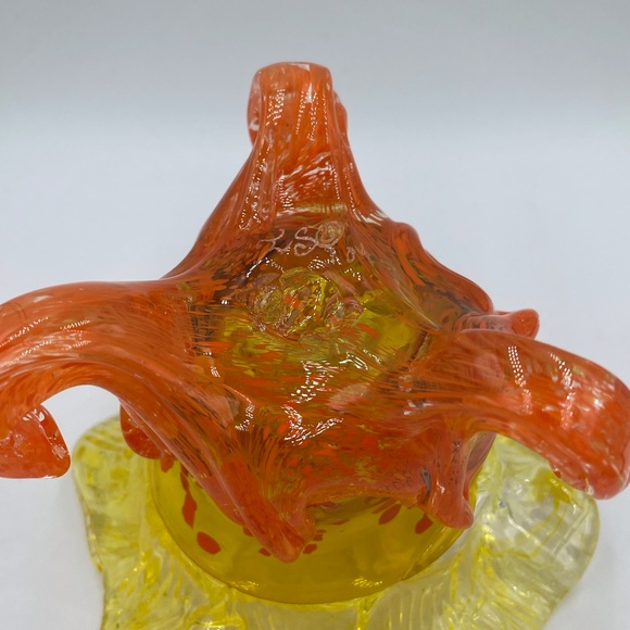 Orange & Yellow Handblown Signed Art Glass Votive candle  holder? - Picture 4 of 11